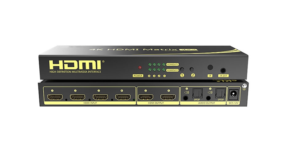 HDMI矩阵4进2出412HN连接使用图文教程