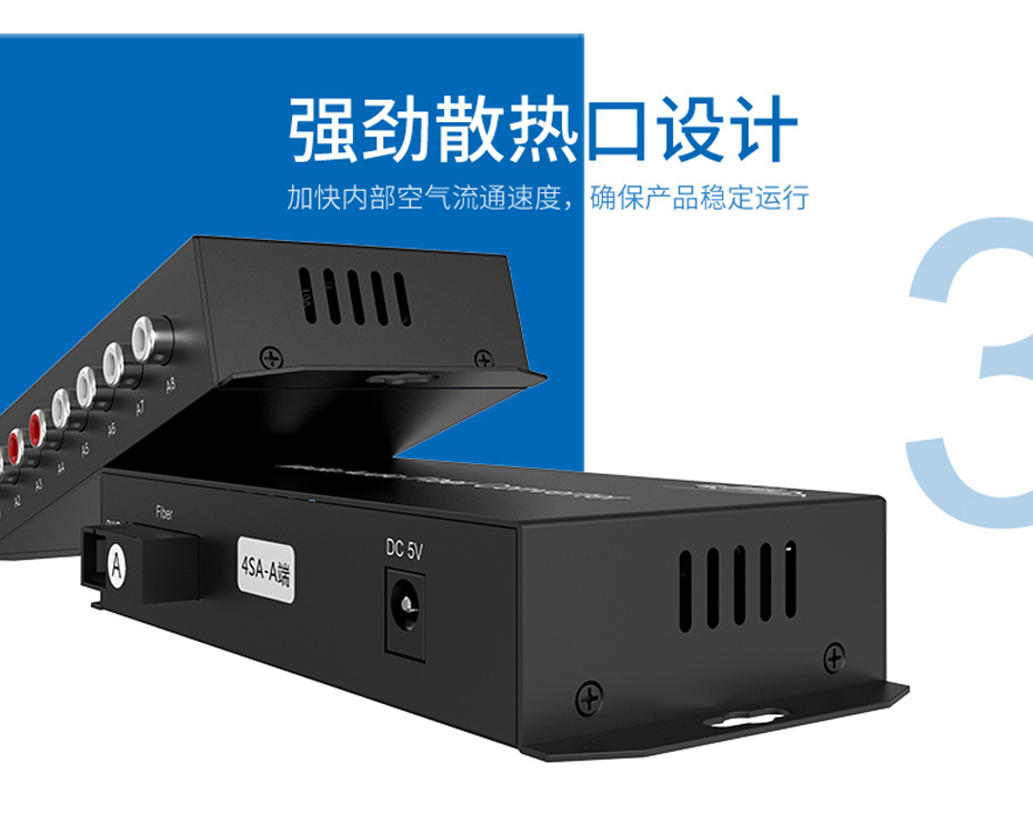 4路双向音频光端机4SA采用侧边开孔散热